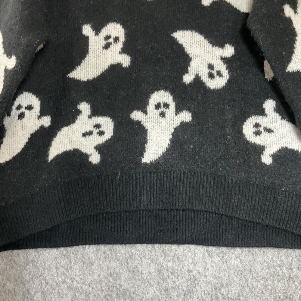 Vince Camuto Sweater Womens Medium Black Ghost Halloween Knit Pullover New - Picture 3 of 11